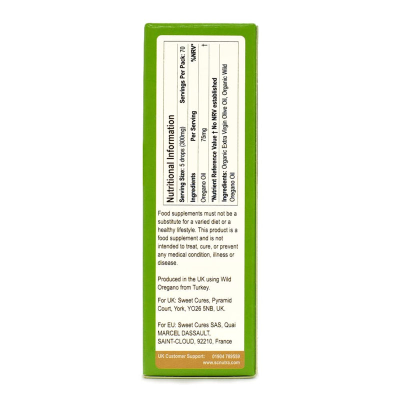 Organic Wild Oregano Oil C80 10ml (70 Servings) - 83%+ Carvacrol & Low Thymol Levels - UK Soil Association Approved - SC Nutra / Sweet Cures - BeesActive Australia