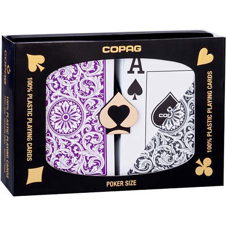 [AUSTRALIA] - Copag 1546 Design 100% Plastic Playing Cards, Poker Size Jumbo Index Purple/Grey Double Deck Set 1 Pack 