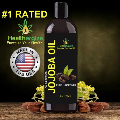 Healthergize Jojoba Oil For Hair, Skin, Nails, Lips, Cuticles, Stretch Marks- Carrier oil, massage-4 oz. - BeesActive Australia