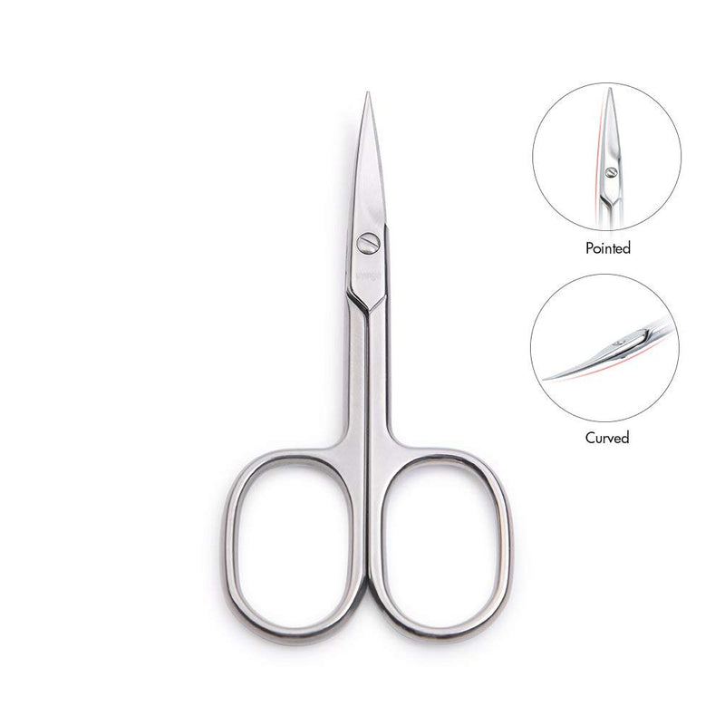 LIVINGO Premium Manicure Scissors Multi-purpose Stainless Steel Cuticle Pedicure Beauty Grooming Kit for Nail, Eyebrow, Eyelash, Dry Skin Curved Blade 3.5 inch - BeesActive Australia