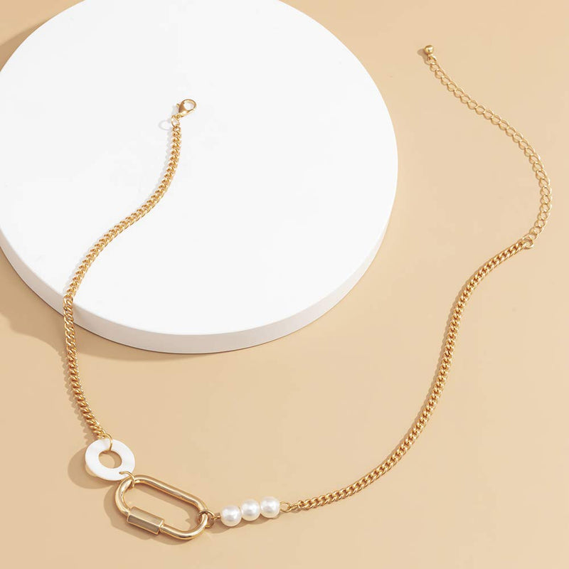 Missgrace Simple Necklace Gold Silver Pearls Multilayered Long Necklaces Jewelry for Women and Girls (Gold) - BeesActive Australia