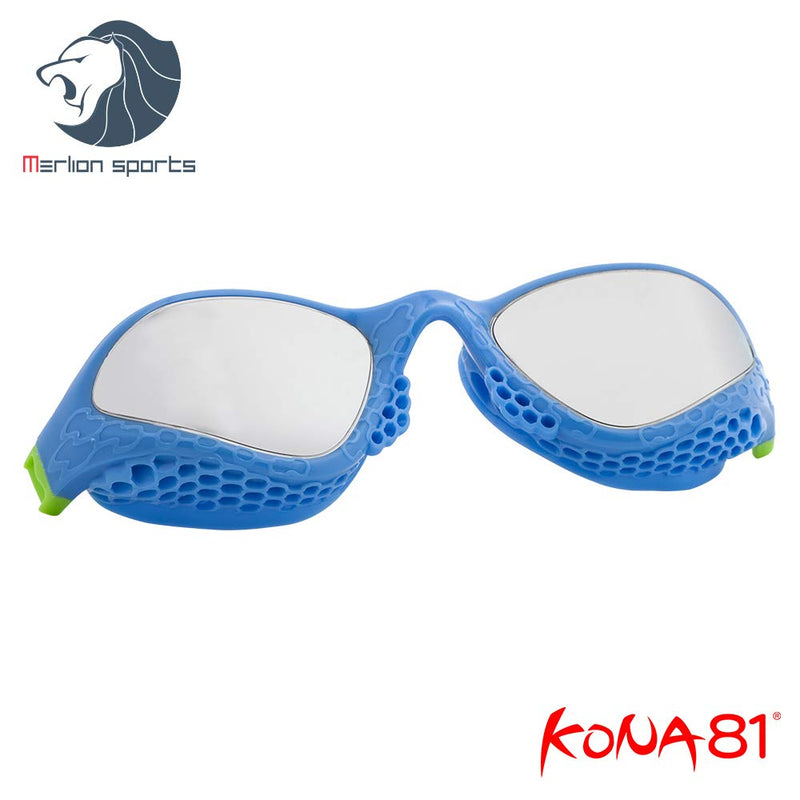 [AUSTRALIA] - KONA81 Barracuda Swim Goggle K945 - Mirror Lenses Honeycomb-Structured Frame/Seals, Triathlon UV Protection No Leaking Easy Adjusting Lightweight for Adults Men Women IE-94510 BLUE 