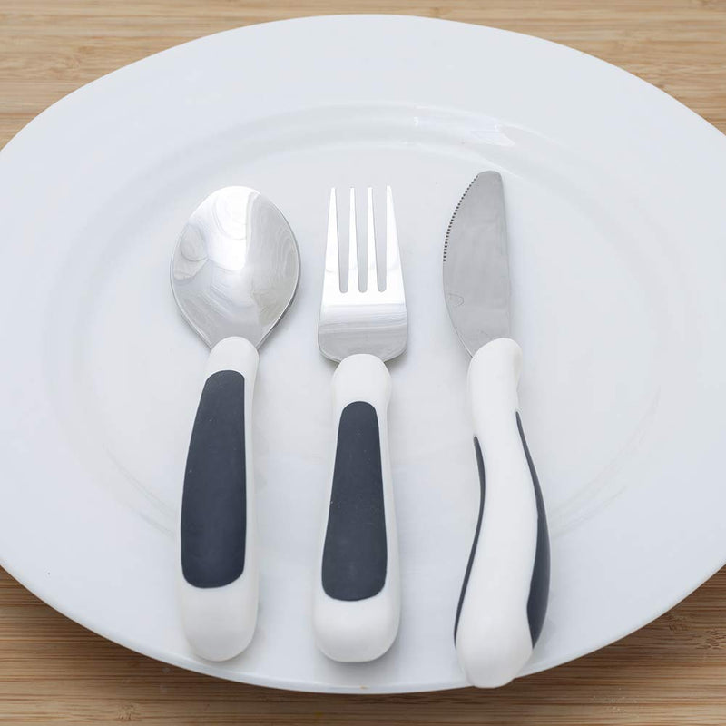 NRS Healthcare M80270 Kura Care Adult Cutlery Set, Easy Grip Set, Black & White Single - BeesActive Australia