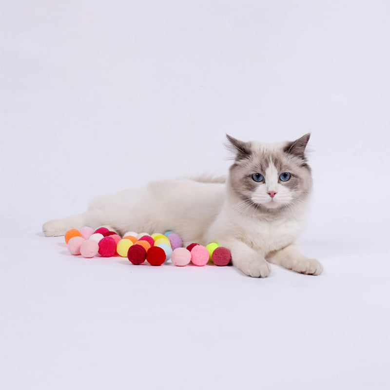 Update 2022 FUPUSUN 30pcs 1“/3cm Cat Toy Balls Soft Kitten Pom Pom Toys for Indoor Cats Interactive Playing Quiet Ball Cats Pom Pom Ball (3CM * 30) - BeesActive Australia