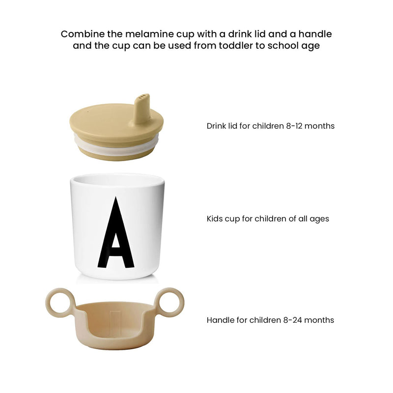 Design Letters Melamine Sippy cups for Baby 7 Oz A-Z | Kids Cups Designed in Denmark Reusable Cup for Baby 6+ Month|Learning Cup BPA/BPS Free | Children Drinking Cup Dishwasher Safe, Toddler Cup White .M - BeesActive Australia