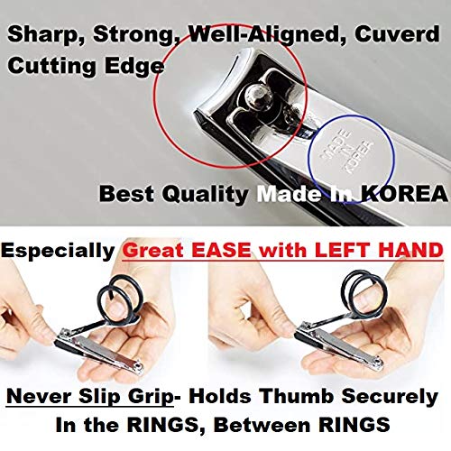 ComfoHandling Nail Clipper, with Clipping Catcher, 360 Degree Rotating Easy Secure Thumb Grip Double Ring, Nail File & Cleaner, Smooth Sharp Cutting (Black) Black - BeesActive Australia