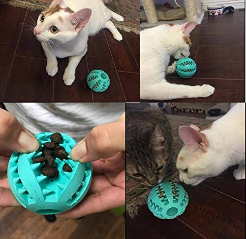 2 Pack Dog Toy Ball，Nontoxic Bite Resistant Teething Toys Balls for Small/Medium/ Large Dog and Puppy Cat , Dog Pet Food Treat Feeder Chew Tooth Cleaning Ball Exercise Game IQ Training Ball Blue+Green 2in（Small Dog&Puppy） - BeesActive Australia