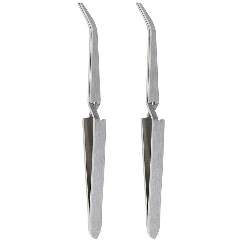 2 Pieces Stainless Steel C Curve Manicure Nail Tweezer Repair Clamp Nail Suit for Nail Art Rhinestones Picking Decoration Clipping - BeesActive Australia