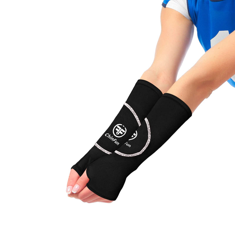 ChinFun Volleyball Arm Sleeves Passing Forearm Sleeves with Protection Pad Volleyball Gear for Youth Girls Women 1 Pair Black & White 10" - BeesActive Australia