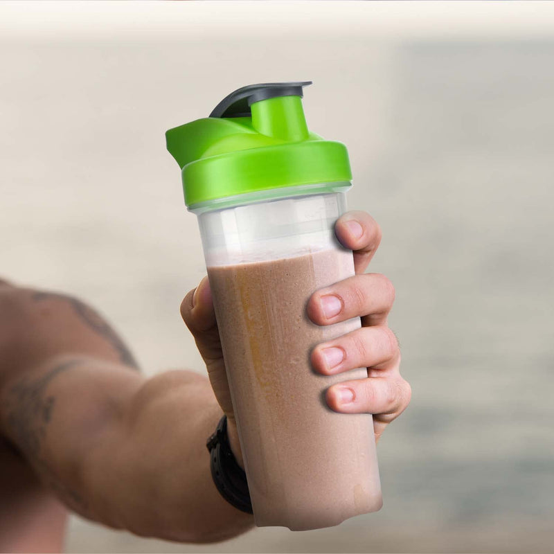 HOMESHOPA Powder Shaker Bottles, 700ml Protien Shaker Bottle with Mixer Ball for Supplement Shakes, Leakproof Screw On Lid & Secure Drinking Flap Cap, BPA Free Large Sport Gym Blender Bottle-Pack of 2 - BeesActive Australia
