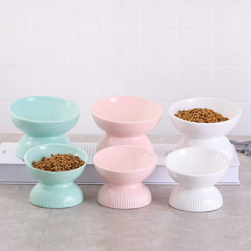 Small Cat Bowl,Raised Cat Food Bowls Anti Vomiting,Tilted Elevated Cat Bowl,Ceramic Pet Food Bowl for Flat-Faced Cats,Small Dogs,Protect Pet's Spine,Dishwasher Safe Small Pink - BeesActive Australia
