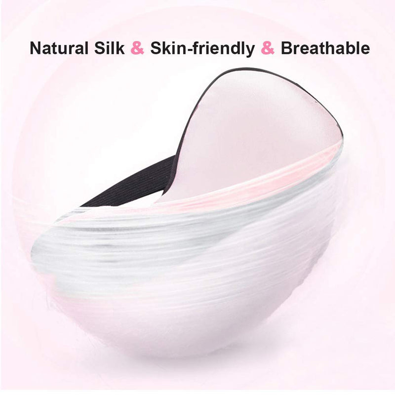 2 Pcs Natural Silk Sleep Mask, Blindfold, Super Smooth Man Women Eye Mask for Sleeping (Black+Rose red) Rose Red+black - BeesActive Australia