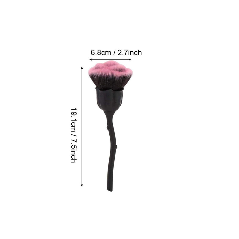 NITRIP Rose Shape Long Handle Nail Art Brush Manicure Nail Polishing Dust Powder Removal Brush(Black+Pink) Black+Pink - BeesActive Australia