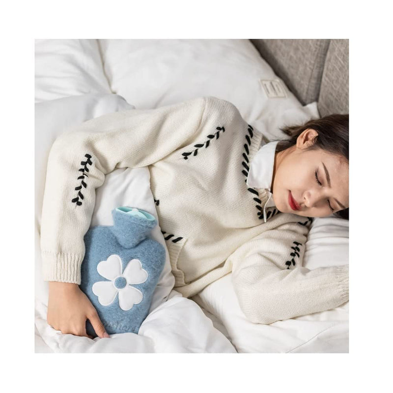 Hot Water Bottle with Cover, 500ML Small,Wearable,Mini, Great Gift for Women, Seniors & Children (Blue) Blue - BeesActive Australia