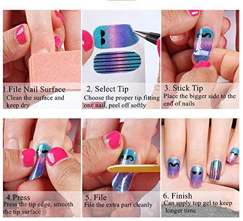 NAIL ANGEL 12pcs Nails Strips Thin Nail Art Wrap Nail Art Full Cover Sticker Moon and Star Sticker Fashion Designs Finger Nail Sticker for Women (10156) 10156 - BeesActive Australia