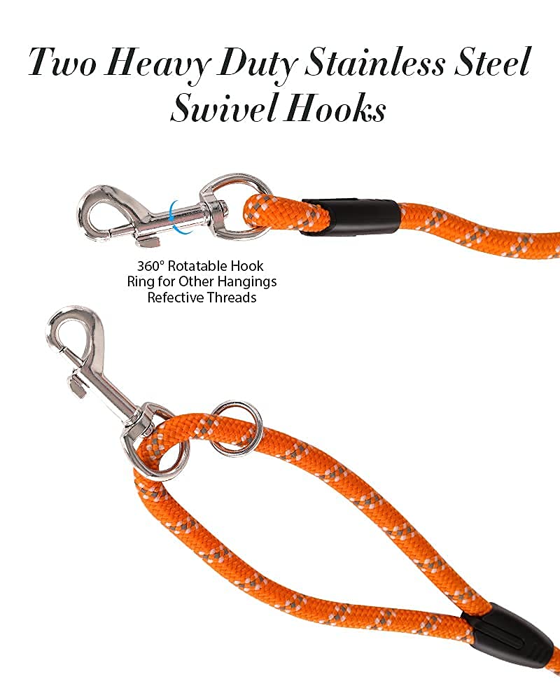 Long Rope Leash for Dog Training 16FT 30FT 50FT, Reflective Threads Check Cord Recall Training Agility Dog Lead, Great for Large Medium Small Dogs Training Playing, Camping, or Backyard 10mm*30FT Orange - BeesActive Australia