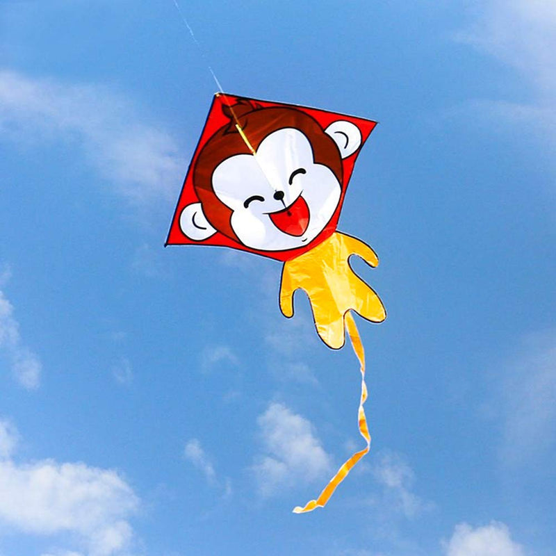 [AUSTRALIA] - Besra Cute Monkey Kite Single Line Easy to Fly Animal Nylon Diamond Kite with Handle & Strings for Kids and Adults 