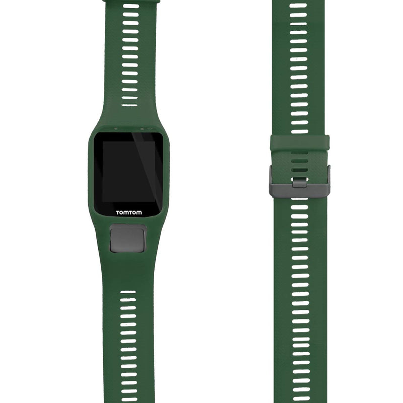 kwmobile Watch Band Compatible with Tomtom Adventurer/Runner 3/Spark 3/Golfer 2 - Watch Band Replacement Silicone Strap - Dark Green Large - BeesActive Australia