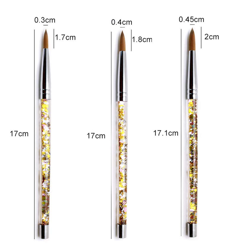 Professional Nail Art Tools Manicure Nail Brushes Crystal Carving Pen with Liquid Glitter Sable Hair(#8) #8 - BeesActive Australia