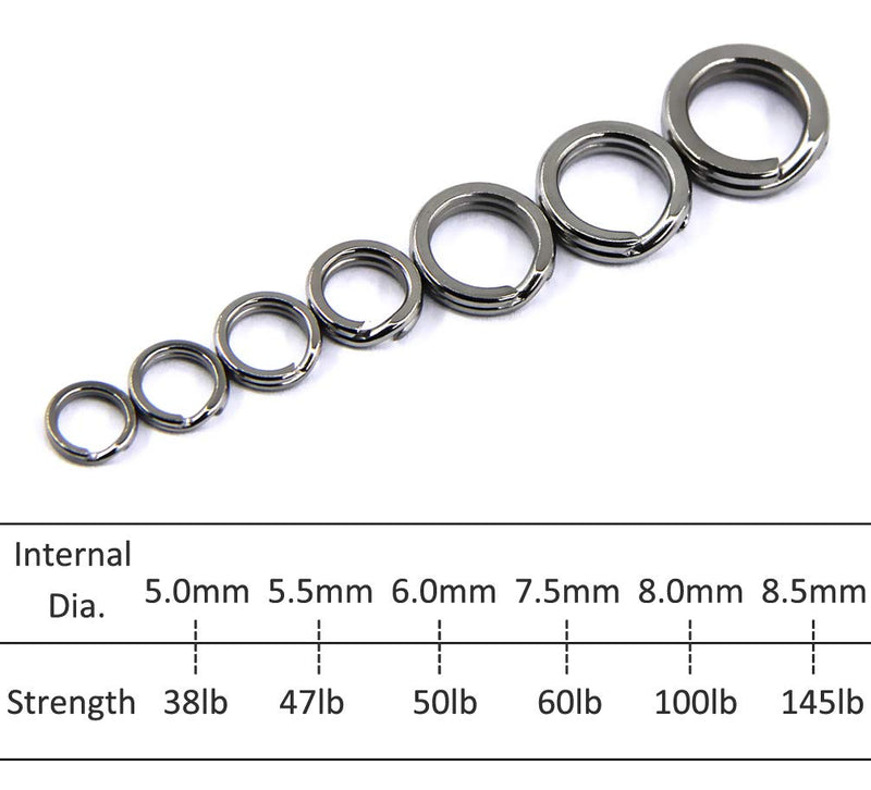 [AUSTRALIA] - JSHANMEI Fishing Split Rings Stainless Steel Double Snap Ring High Strength Metal Solid Circle Lure Connectors Fishing Tackle 5.0mm-100pcs 