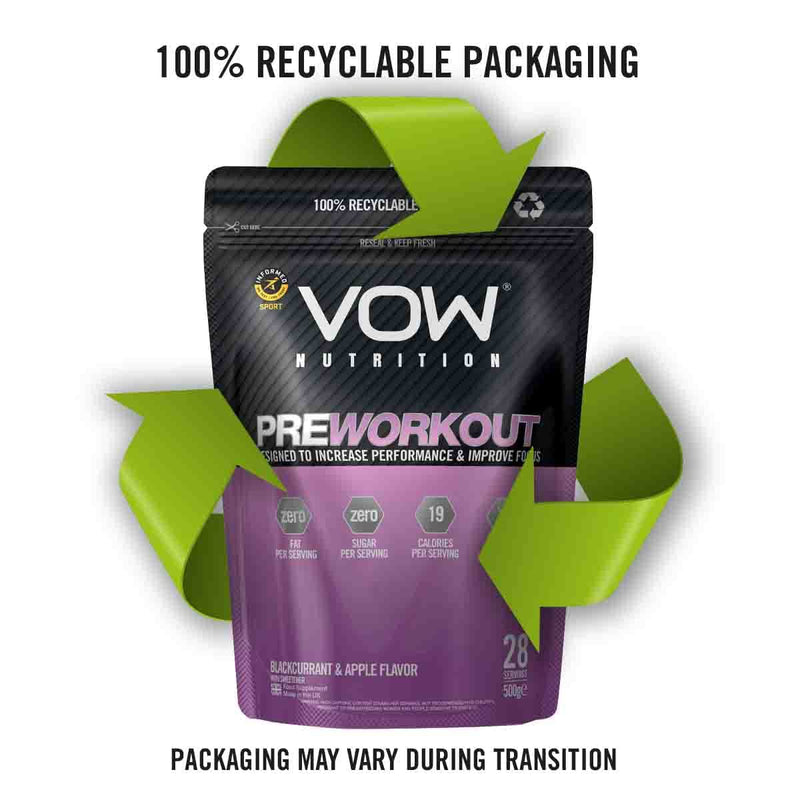 VOW Pre Workout Advanced Complex with Creatine, Beta Alanine, Caffeine, Improve Energy & Focus (Blackcurrant & Apple) Blackcurrant & Apple - BeesActive Australia