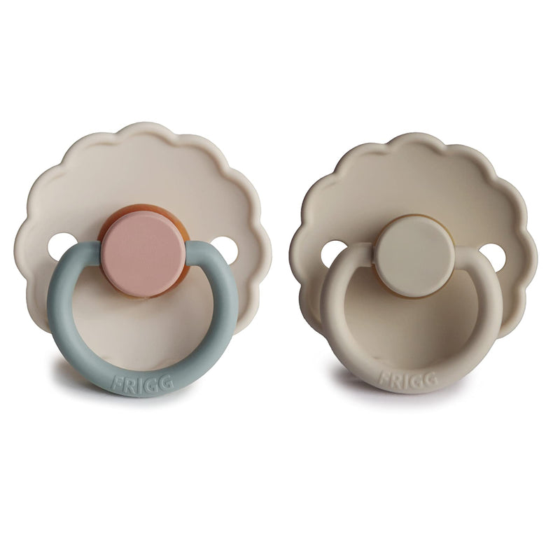 FRIGG Daisy Natural Rubber Baby Pacifier | Made in Denmark | BPA-Free (Cotton Candy/Sandstone, 6-18 Months) 2-Pack 6-18 Month Cotton Candy/Sandstone - BeesActive Australia