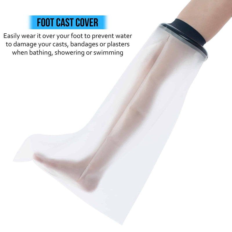 360 RELIEF Leg Cast Protector Dressing Cover - Keeps Plaster Bandage, Wounds, Broken Foot and Ankle Dry During Shower and Bath | for Men and Women | Reusable, with Mesh Laundry Bag | Length 65 cm | Transparent - BeesActive Australia