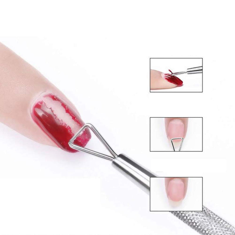 4 Pieces Nail Cuticle Pusher Stainless Steel Cuticle Pusher Triangle Cuticle Peeler Scraper Cuticle Pusher Gel Nail Polish Nail Art Remover Tool for Fingernail and Toenail, Silver - BeesActive Australia