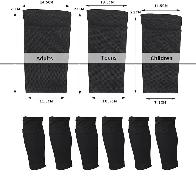 Soccer Shin Guard Sock, Leg Performance Support Football Compression Calf Sleeves with Pocket Can Holding Shin Pads, Comfort Breathable Youth Soccer Shin Guard Holders for Beginner or Elite Athlete M for Teens Black - BeesActive Australia