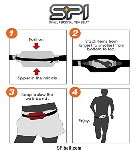 [AUSTRALIA] - SPIbelt Running Belt No-Bounce Waist Pack for Runners Water-Resistant for Smartphones iPhone 6 7 8 X Workout Fanny Pack for Men Women Adjustable One Size Expandable Performance Sport Running Pouch Black Zipper 29″ through 52″ 