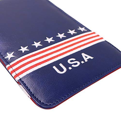 Craftsman Golf USA Star Red Stripes Blue Pu Leather Scorecard & Yardage Holder Cover Also Available Customized Name Version Blank One - BeesActive Australia