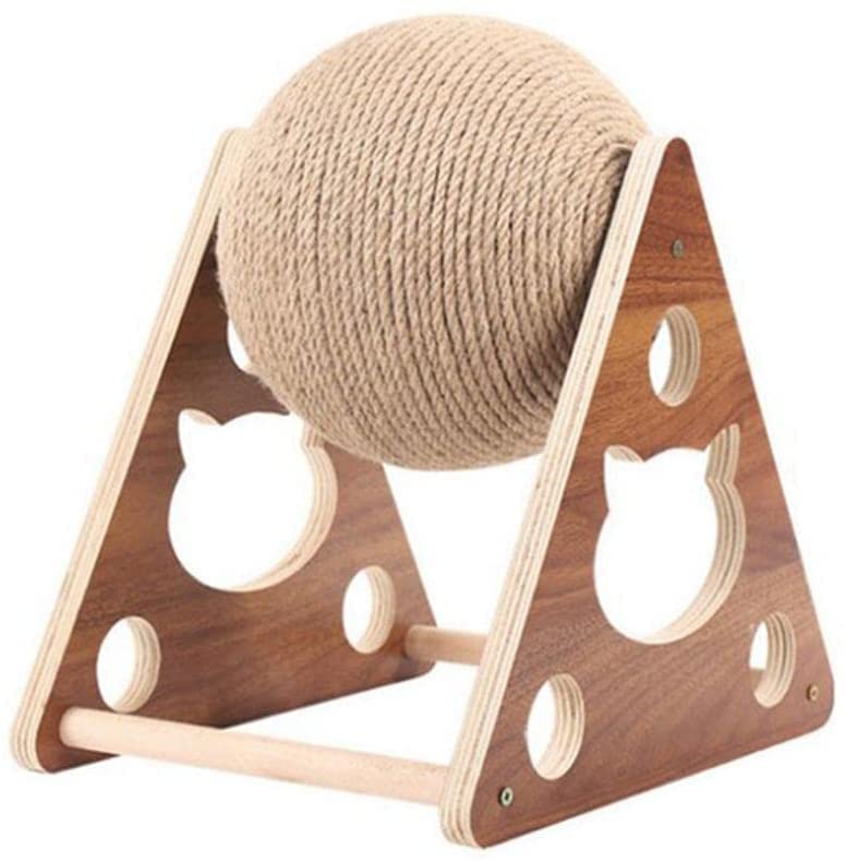 Cat Scratcher Toy,Natural Sisal Rope Cat Scratching Ball Scratcher Toy with Ball for Cats& Kittens&Dogs&Puppy, Interactive Solid Wood Scratcher Pet Toy Medium - BeesActive Australia