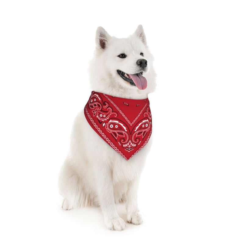Dog Bandana Scarf Triangle Bibs Pet Accessories Cat Kerchief Black Border Red Colorful Paisley - BeesActive Australia
