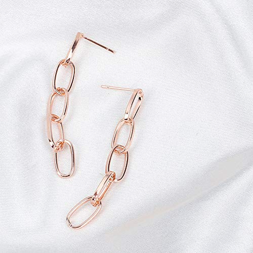 Sither Link Chain Dangle Earrings for Women Girls Long Link Stud Earrings Fashion Unique Jewelry Gift for Her (rose gold) - BeesActive Australia