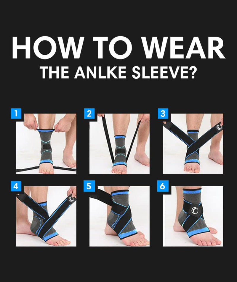 Koprez Plantar Fasciitis Sleeve - Plantar Fasciitis Relief, Plantar Fasciitis Socks, Ankle Compression Sleeve, Ankle Support for Women, Plantar Fasciitis Brace, Ankle Sleeve, Ankle Support Men Large Blue 1 - BeesActive Australia