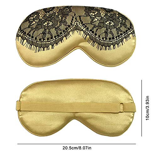 Ayygift 2Pack Soft Silk Sleeping Mask Pretty Lace Eye Mask Good Sleep Eyeshade Eye Cover (Yellow Dark Green) Lace 2pack_yellow Dark Green - BeesActive Australia