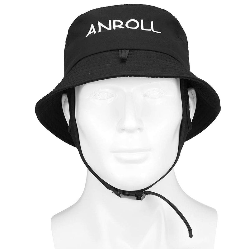 Anroll Surfing Bucket Hats with Securing Chin Strap for Men and Women Surf Cap Fast Drying Black - BeesActive Australia