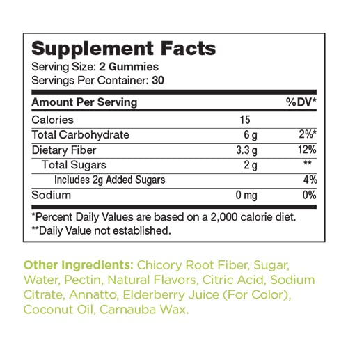 Chapter One Fiber Gummies, with Natural Chicory Root Soluble Fiber, Certified Kosher, 60 Flavored Gummies - BeesActive Australia