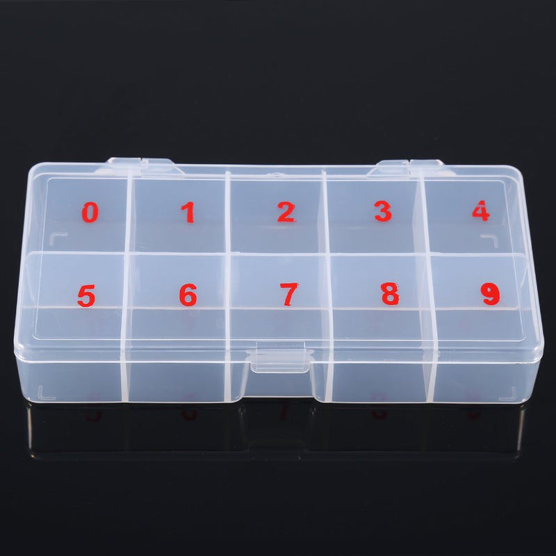 Plastic False Nail Tips Storage Box Case,Yosoo 10 Cells Compartments Acrylic Storage Case Natural Translucent Plastic False Nail Art Tips Box-5 Pcs - BeesActive Australia