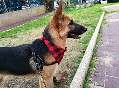YAKA Pet Dog Bandana Triangle Bibs Scarf, Double-Cotton Plaid Printing Kerchief Set Accessories for Small and Medium Dog Small/Neck Circumference Suitable 8.6-15inch Red and Black lattices - BeesActive Australia