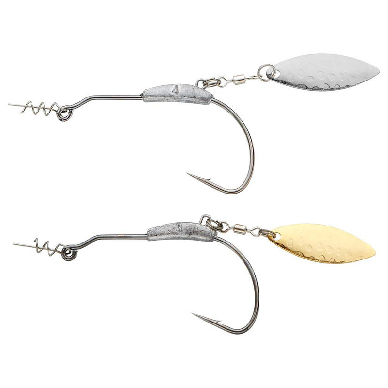 JOHNCOO 6pcs/Pack Swimbait Weighted Hook with Twistlock Silver or Gold Underspin Superline Spring Hook for Soft Lures 0.11oz 0.18oz 0.25oz 0.32oz #Silver 0.11oz/3g - BeesActive Australia
