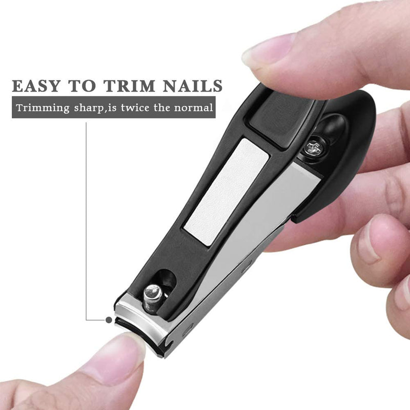 Nail Clippers Set With File, Fingernail & Toenail Clipper Cutter With Catcher, Wide Jaw Opening Nail Cutter for Thick Nails, Sharp Stainless Steel, for Man & Woman & Kids - BeesActive Australia