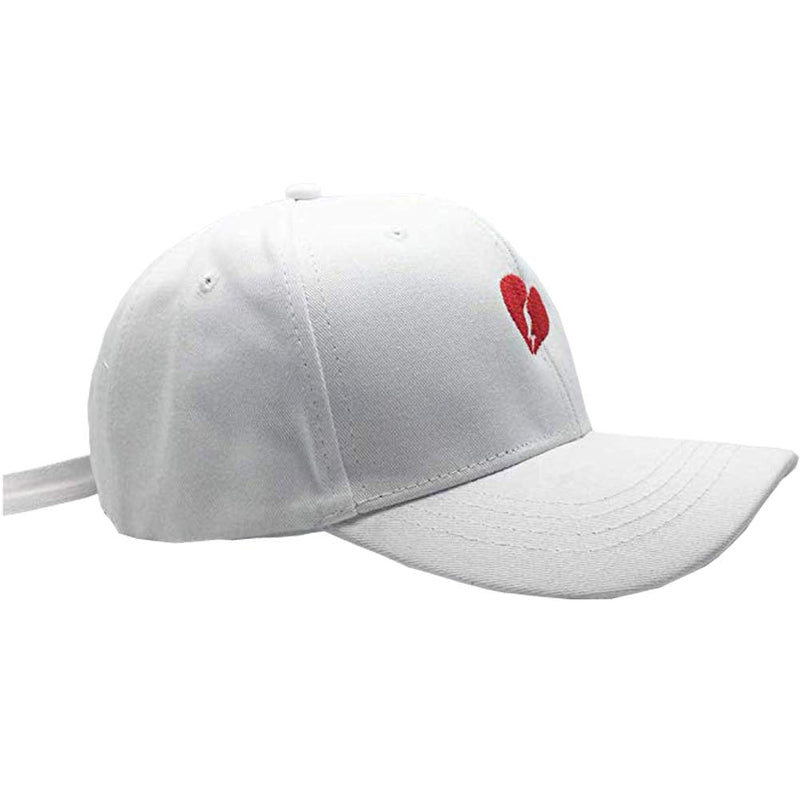 Embroidered Broken Heart Baseball Cap,Adjustable Curved Dad Hat 8 White - BeesActive Australia