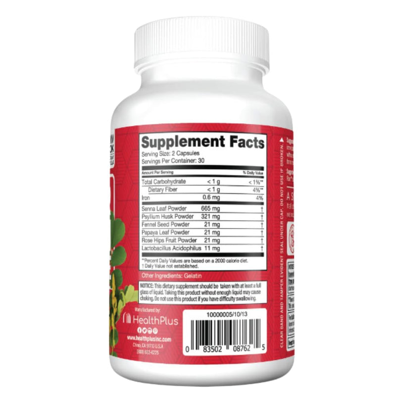 Health Plus Super Colon Cleanse Digestive Support | Constipation Relief to Reduce Bloating with Probiotics, Senna Leaf, & Psyllium Husk | More than 1 Cleanse, 60 Capsules 60 Count (Pack of 1) - BeesActive Australia
