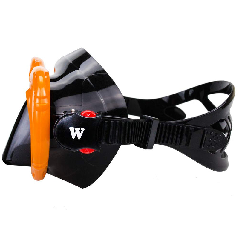 [AUSTRALIA] - WACOOL Snorkeling Package Set for Adults, Anti-Fog Coated Glass Diving Mask, Snorkel with Silicon Mouth Piece,Purge Valve and Anti-Splash Guard Orange 