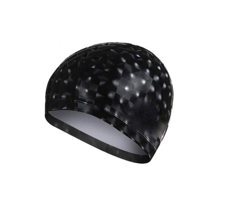 Ewanda store Solid Color Waterproof Swim Caps with PU Coat for Long Hair Swimming Cap Bathing Hat for Adult Men and Women Black - BeesActive Australia