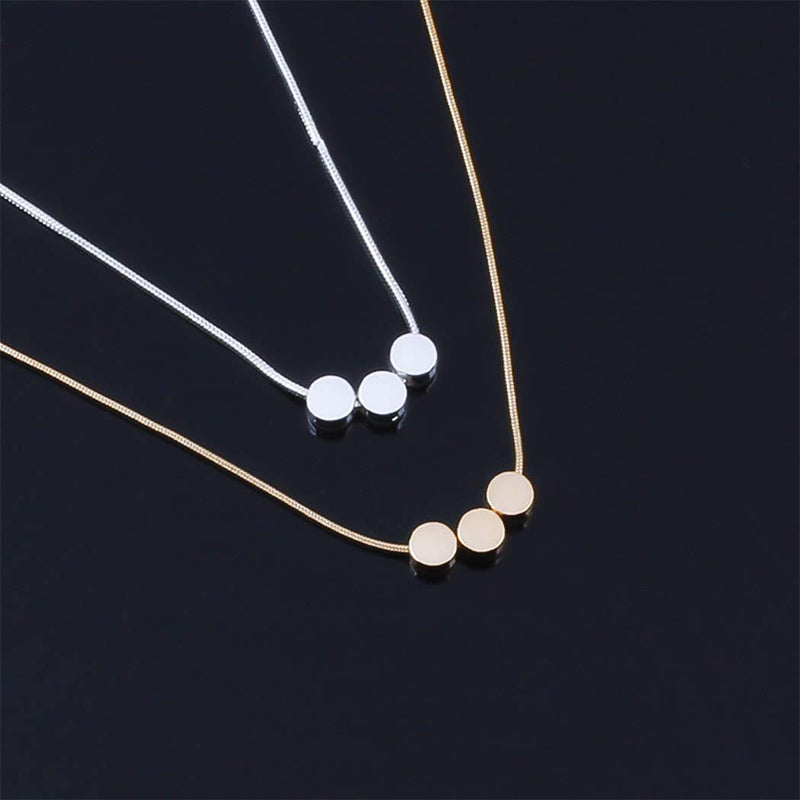 Funyrich Simple Round Necklaces Chain Geometric Pendant Necklace Chain Necklaces Jewelry for Women and Girls (Silver) Silver - BeesActive Australia