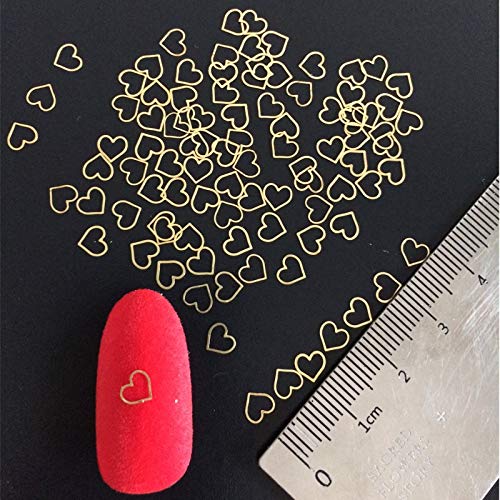 BeeSpring Rhinestones & Decorations - 100pcs Heart Nail Decals Metal Love Nailart Rivet Charms Diy Nails Accessories 3d Nail Art Decorations - BeesActive Australia
