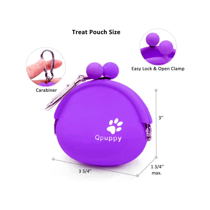 QPZ Ordinary Dog Treat Training Pouch Fashion Portable Small Dog Training Treat Pouch Treat Pouches for pet Training Coin Purse Silicone Coin Pouch Key Case blue purple 2PCS - BeesActive Australia