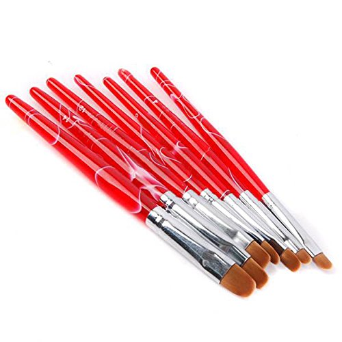 Artlalic 7 Pcs Flat UV Gel Nail Art Brush Polish Painting Pen Kit Manicure Tool DIY Set - BeesActive Australia